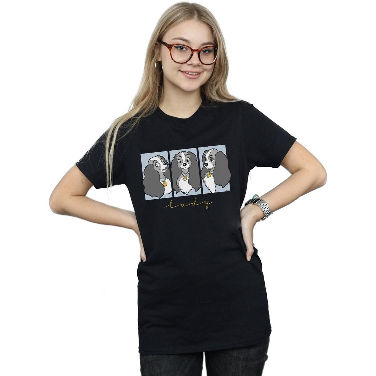 Vêtements Femme T-shirts manches longues Disney Lady And The Tramp Lady Frames Noir