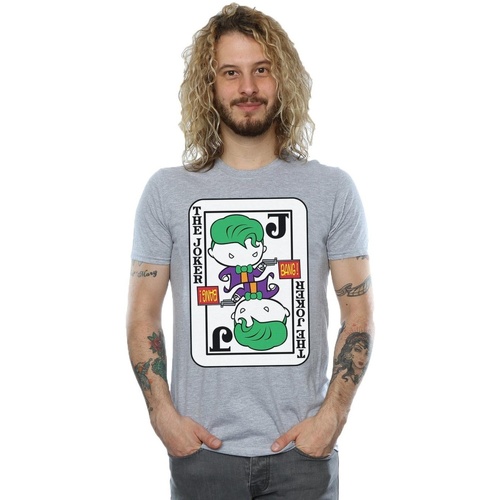 Vêtements Homme T-shirts manches longues Dc Comics Chibi Joker Playing Card Gris