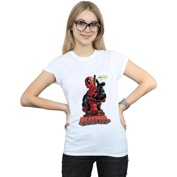 Vêtements Femme T-shirts manches longues Marvel Deadpool Hey You Blanc