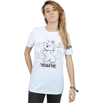 Vêtements Femme T-shirts manches longues Disney Marie Collage Sketch Blanc