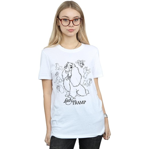 Vêtements Femme T-shirts manches longues Disney Lady And The Tramp Collage Sketch Blanc