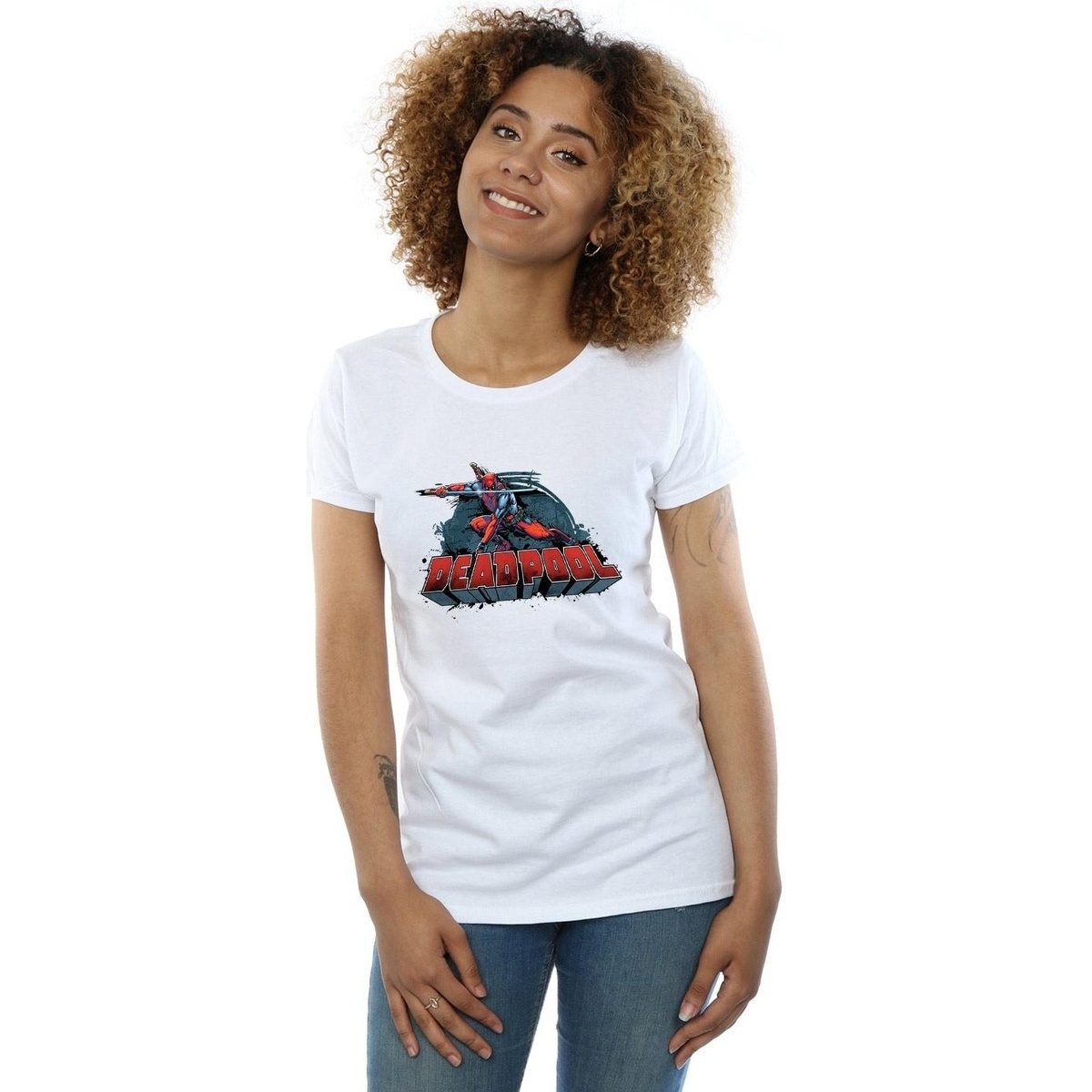 Vêtements Femme T-shirts manches longues Marvel Deadpool Sword Logo Blanc