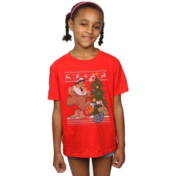 Vêtements Fille T-shirts manches longues The Flintstones Christmas Fair Isle Rouge