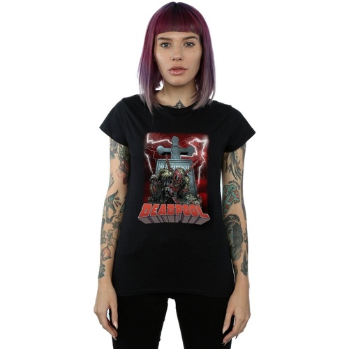 Vêtements Femme T-shirts manches longues Marvel Deadpool Grave Noir