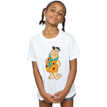 Vêtements Fille T-shirts manches longues The Flintstones Fred Flintstone Kick Blanc