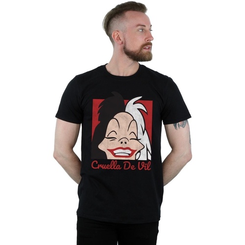 Vêtements Homme T-shirts manches longues Disney Cruella De Vil Cropped Head Noir
