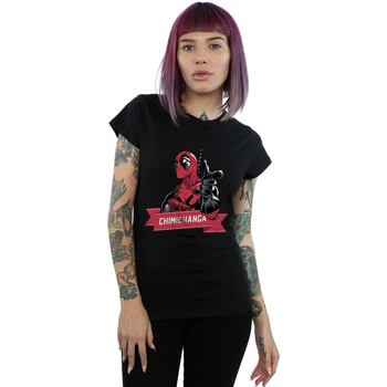 Vêtements Femme T-shirts manches longues Marvel Deadpool Chimichanga Finger Noir