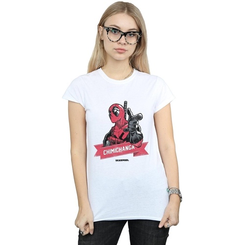 Vêtements Femme T-shirts manches longues Marvel Deadpool Chimichanga Finger Blanc