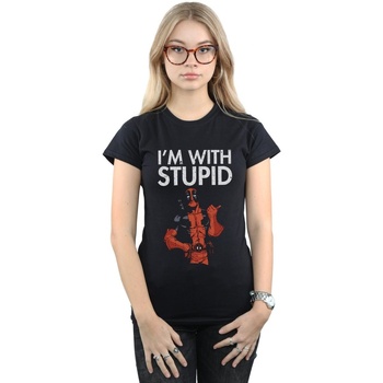 Vêtements Femme T-shirts manches longues Marvel Deadpool I'm With Stupid Noir