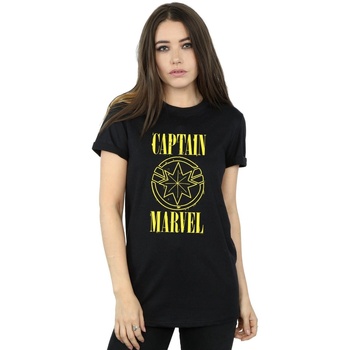 Vêtements Femme T-shirts manches longues Marvel Captain  Grunge Logo Noir