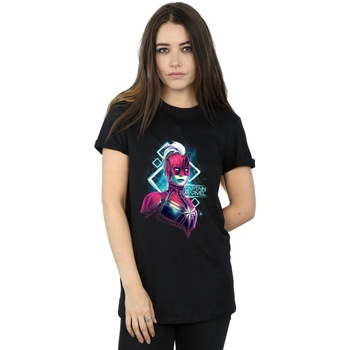 Vêtements Femme T-shirts manches longues Marvel Captain  Neon Warrior Noir