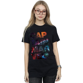 Vêtements Femme T-shirts manches longues Marvel Captain  Space Text Noir