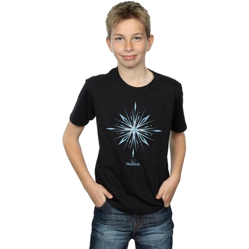 Vêtements Garçon T-shirts manches courtes Disney Frozen 2 Elsa Signature Snowflake Noir