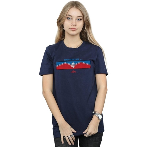 Vêtements Femme T-shirts manches longues Marvel Captain  Sending Bleu