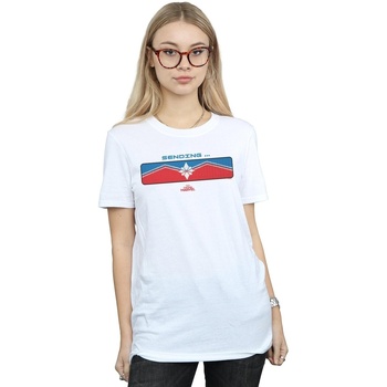 Vêtements Femme T-shirts manches longues Marvel Captain  Sending Blanc