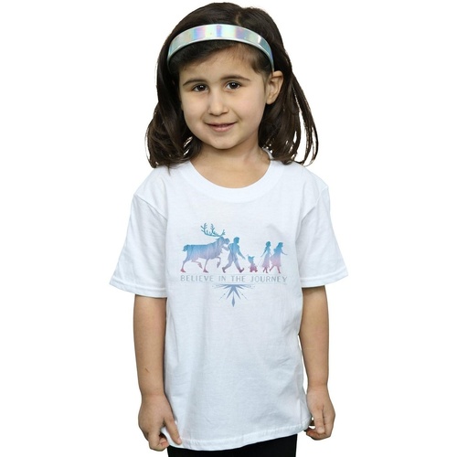 Vêtements Fille T-shirts manches longues Disney Frozen 2 Believe In The Journey Silhouette Blanc