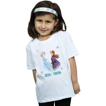 Vêtements Fille T-shirts manches longues Disney Frozen 2 Elsa And Anna Seek The Truth Blanc