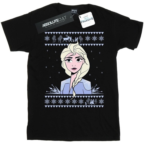Vêtements Fille T-shirts manches longues Disney Frozen 2 Elsa Christmas Noir