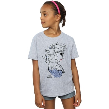 Vêtements Fille T-shirts manches longues Disney Frozen Elsa Sketch Gris