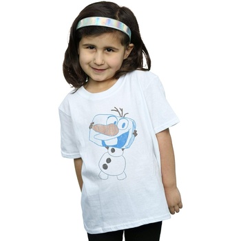 Vêtements Fille T-shirts manches longues Disney Frozen Olaf Ice Cube Blanc