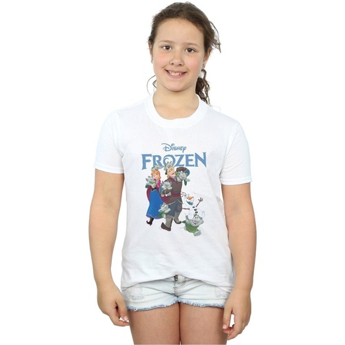 Vêtements Fille T-shirts manches longues Disney Frozen Happy Trolls Blanc