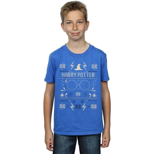 Vêtements Garçon T-shirts manches courtes Harry Potter Christmas Pattern Bleu