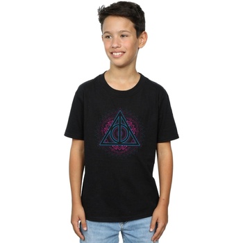 Vêtements Garçon T-shirts manches courtes Harry Potter Neon Deathly Hallows Noir