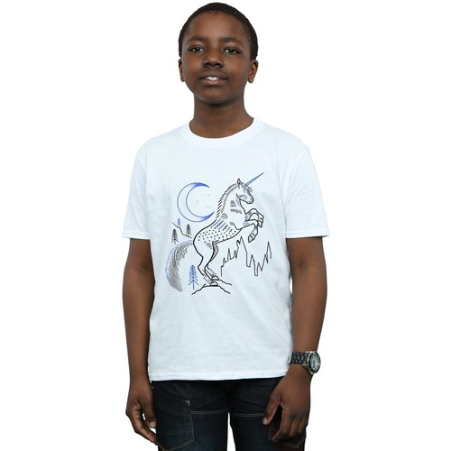 Vêtements Garçon T-shirts manches courtes Harry Potter Unicorn Line Art Blanc