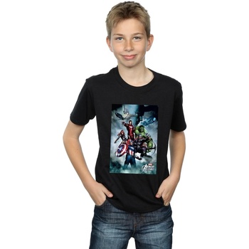 Vêtements Garçon T-shirts manches courtes Marvel Avengers Assemble Team Montage Noir