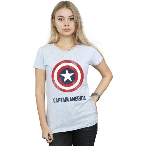 Vêtements Femme T-shirts manches longues Marvel Captain America Shield Text Gris