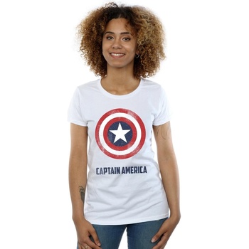 Vêtements Femme T-shirts manches longues Marvel Captain America Shield Text Blanc