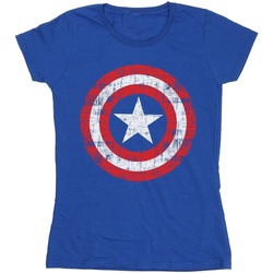 Vêtements Femme T-shirts manches longues Marvel Avengers Captain America Scratched Shield Bleu