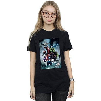 Vêtements Femme T-shirts manches longues Marvel Avengers Assemble Team Montage Noir