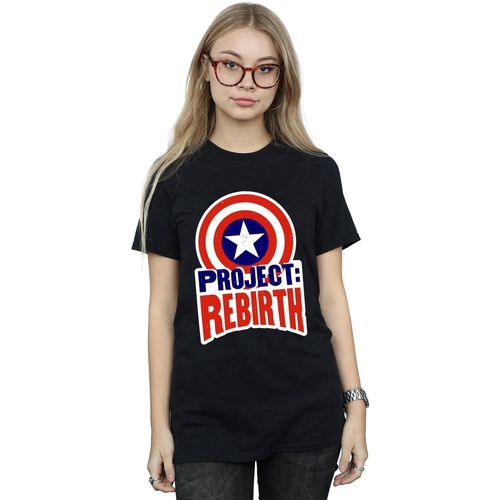 Vêtements Femme T-shirts manches longues Marvel Captain America Project Rebirth Noir