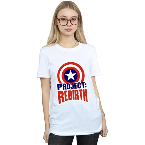 Vêtements Femme T-shirts manches longues Marvel Captain America Project Rebirth Blanc