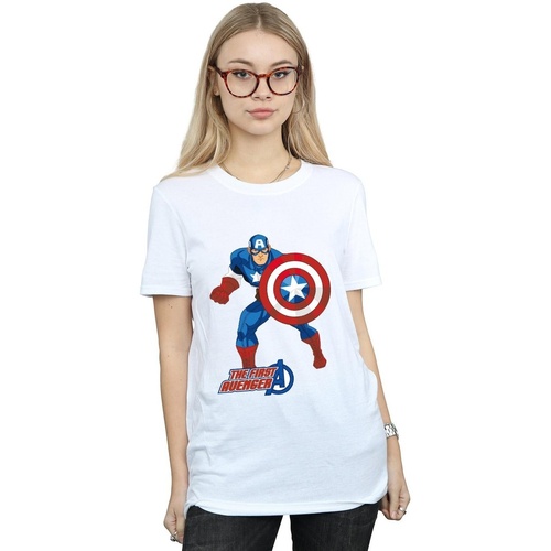 Vêtements Femme T-shirts manches longues Marvel Toujours à carreaux Avenger Blanc