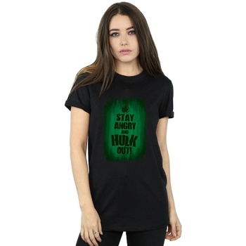 Vêtements Femme T-shirts manches longues Marvel Hulk Stay Angry Noir