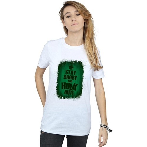 Vêtements Femme T-shirts manches longues Marvel Hulk Stay Angry Blanc