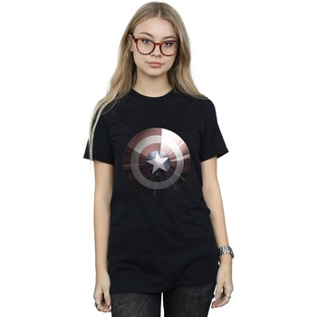 Vêtements Femme T-shirts manches longues Marvel Captain America Shield Shiny Noir