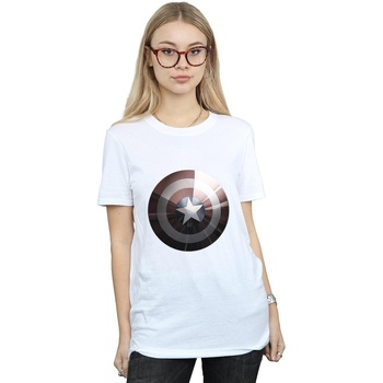 Vêtements Femme T-shirts manches longues Marvel Captain America Shield Shiny Blanc