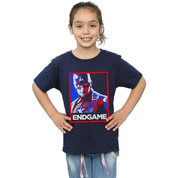 Vêtements Fille T-shirts manches longues Marvel Avengers Endgame Captain America Poster Bleu