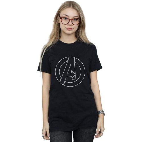 Vêtements Femme T-shirts manches longues Marvel Avenegers Assemble A Logo Outline Noir