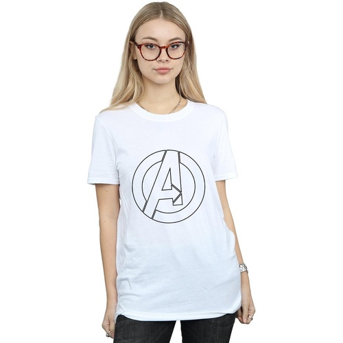 Vêtements Femme T-shirts manches longues Marvel Avenegers Assemble A Logo Outline Blanc