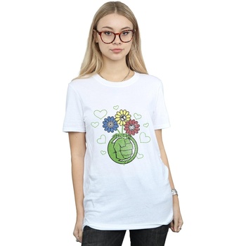 Vêtements Femme T-shirts manches longues Marvel Hulk Flower Fist Blanc