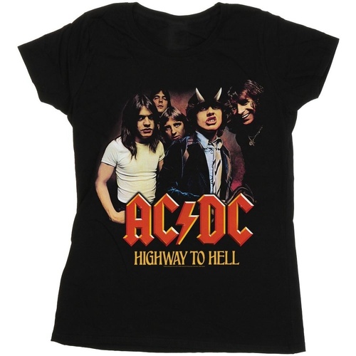 Vêtements Femme T-shirts Neck manches longues Acdc Highway To Hell Group Noir