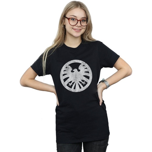 Vêtements Femme T-shirts manches longues Marvel Agents Of SHIELD Distressed Logo Noir