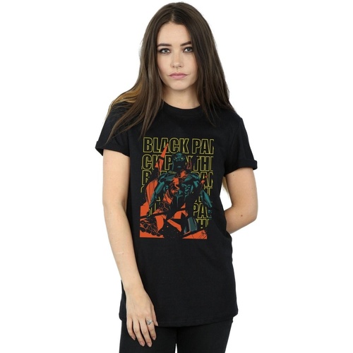 Vêtements Femme T-shirts manches longues Marvel Avengers Black Panther Collage Noir
