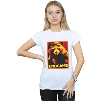 Vêtements Femme T-shirts manches longues Marvel Avengers Endgame Rocket Poster Blanc