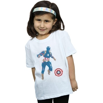 Vêtements Fille T-shirts manches longues Marvel Avengers Endgame Painted Captain America Blanc