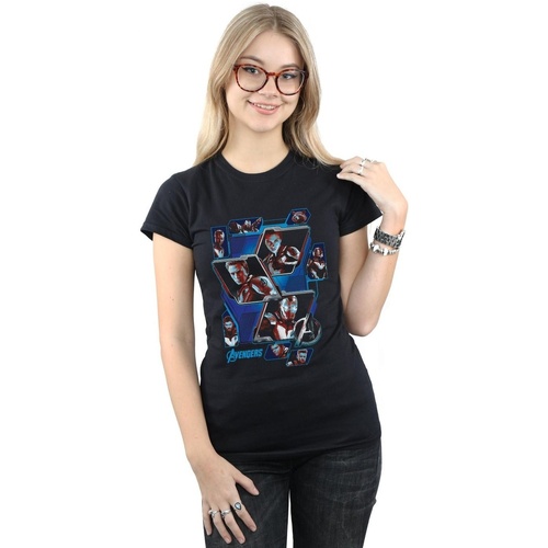 Vêtements Femme T-shirts manches longues Marvel Captain America Flowers Shield Noir